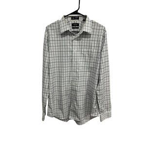 Nordstrom Mens Shop Trim Fit Wrinkle Free Shirt White Black Size 16.5 36-37 Work